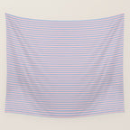 Ultra Fine Stripes Light Blue and Baby Pink Pattern Wall Tapestry Gallery Image 4