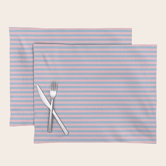 Ultra Fine Stripes Light Blue and Baby Pink Pattern Placemat Gallery Image 1