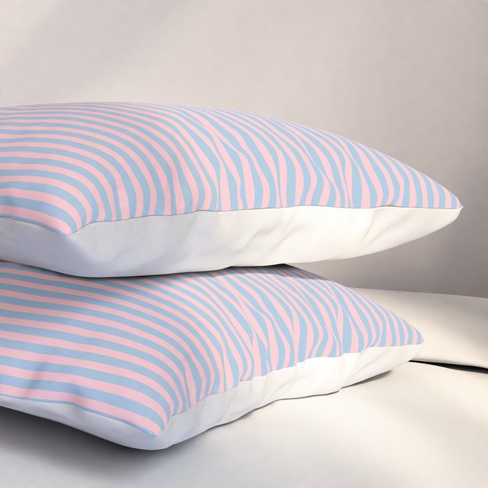 Ultra Fine Stripes Light Blue and Baby Pink Pattern Pillow Sham Gallery Image 3