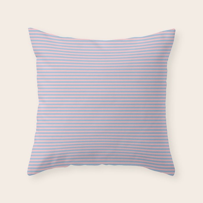 Ultra Fine Stripes Light Blue and Baby Pink Pattern Throw Pillow Gallery Image 6