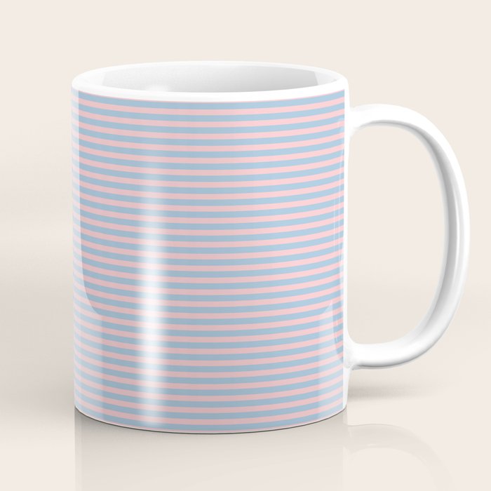 Ultra Fine Stripes Light Blue and Baby Pink Pattern Coffee Mug Gallery Image 1