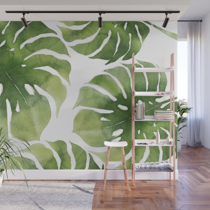 Monstera watercolor I Wall Mural Gallery Image 1