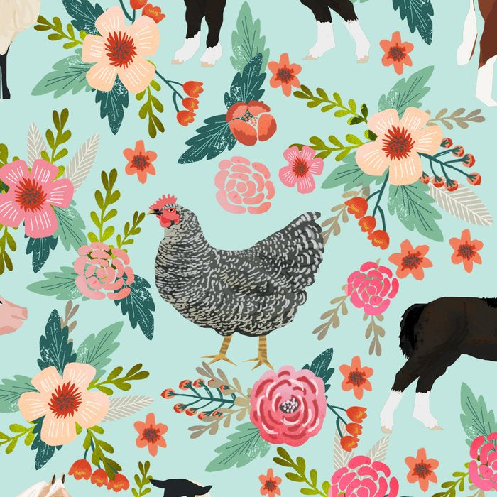 Farm animal sanctuary pig chicken cows horses sheep floral pattern gifts Coffee Mug Gallery Image 2
