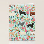 Farm animal sanctuary pig chicken cows horses sheep floral pattern gifts Stationery Card Gallery Image 2