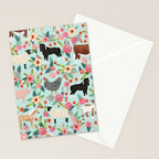 Farm animal sanctuary pig chicken cows horses sheep floral pattern gifts Stationery Card Gallery Image 2