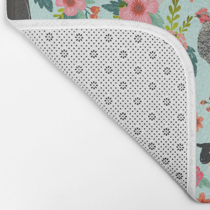 Farm animal sanctuary pig chicken cows horses sheep floral pattern gifts Bath Mat Gallery Image 2