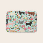 Farm animal sanctuary pig chicken cows horses sheep floral pattern gifts Bath Mat Gallery Image 1