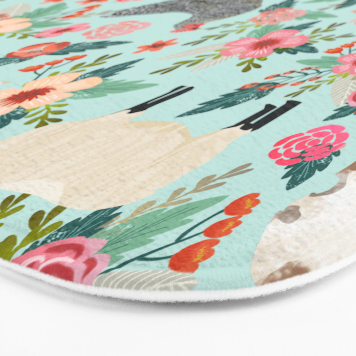 Farm animal sanctuary pig chicken cows horses sheep floral pattern gifts Bath Mat Gallery Image 3