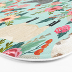 Farm animal sanctuary pig chicken cows horses sheep floral pattern gifts Bath Mat Gallery Image 3