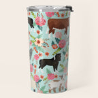 Farm animal sanctuary pig chicken cows horses sheep floral pattern gifts Travel Mug Gallery Image 2