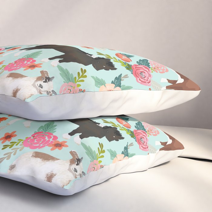 Farm animal sanctuary pig chicken cows horses sheep floral pattern gifts Pillow Sham Gallery Image 3