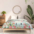 Farm animal sanctuary pig chicken cows horses sheep floral pattern gifts Comforter Gallery Image 3