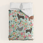 Farm animal sanctuary pig chicken cows horses sheep floral pattern gifts Duvet Cover Gallery Image 6