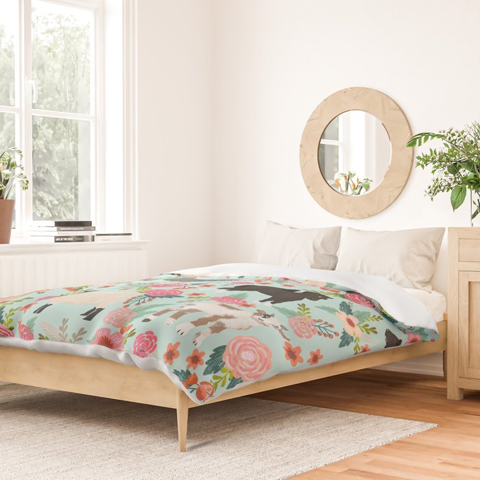 Farm animal sanctuary pig chicken cows horses sheep floral pattern gifts Duvet Cover Gallery Image 2