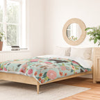 Farm animal sanctuary pig chicken cows horses sheep floral pattern gifts Duvet Cover Gallery Image 2