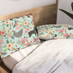 Farm animal sanctuary pig chicken cows horses sheep floral pattern gifts Pillow Sham Gallery Image 2