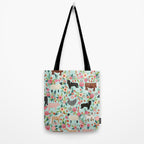 Farm animal sanctuary pig chicken cows horses sheep floral pattern gifts Tote Bag Gallery Image 2