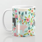 Farm animal sanctuary pig chicken cows horses sheep floral pattern gifts Coffee Mug Gallery Image 3