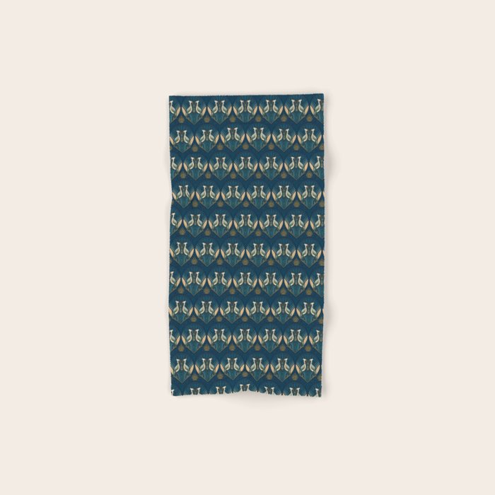 Art Deco Herons - Blue Bath Towel Gallery Image 1