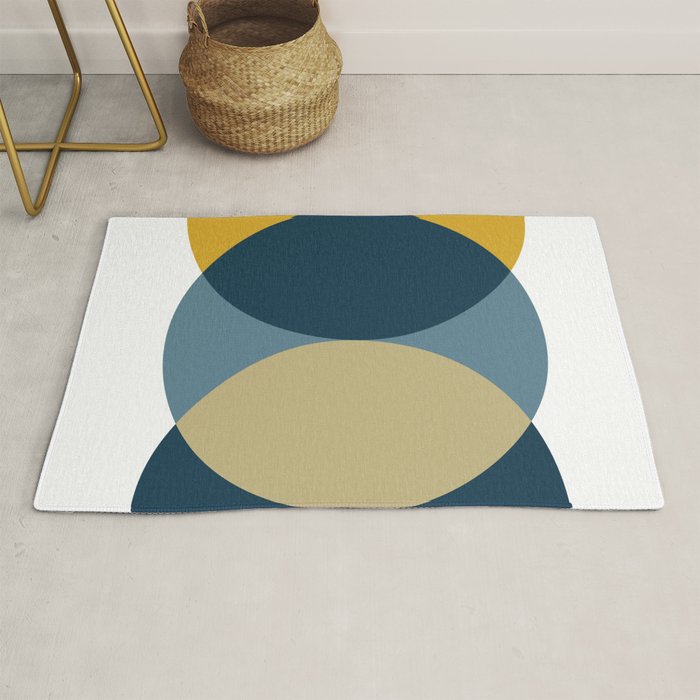 Rise of the Sun - Yellow, Blue, Geometric Art Rug Gallery Image 1