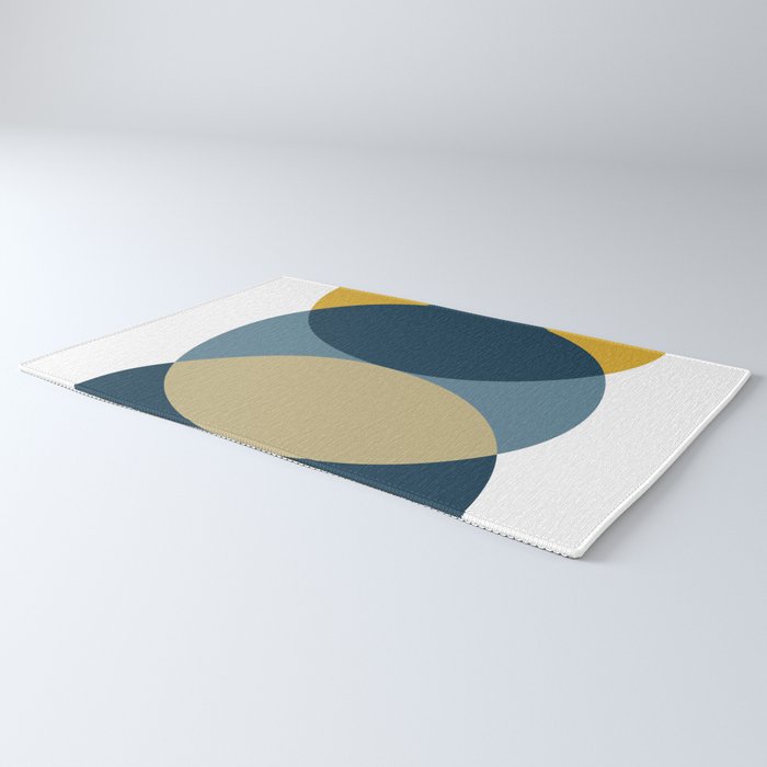 Rise of the Sun - Yellow, Blue, Geometric Art Rug Gallery Image 3