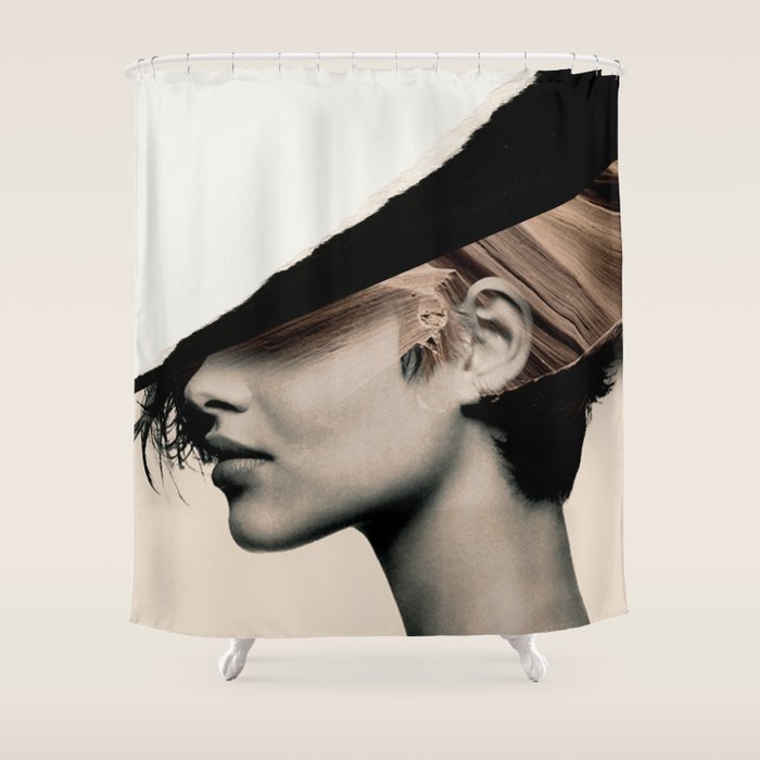 woman / collage portrait Shower Curtain Gallery Image 1