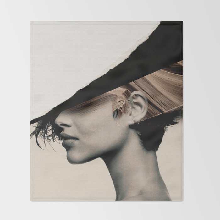 woman / collage portrait Throw Blanket Gallery Image 2