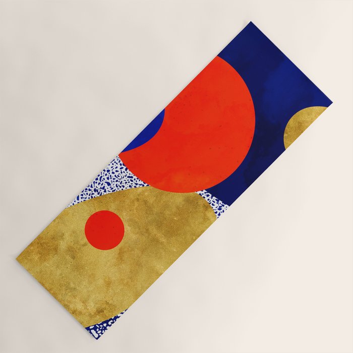 Terrazzo galaxy blue night yellow gold orange Yoga Mat Gallery Image 1