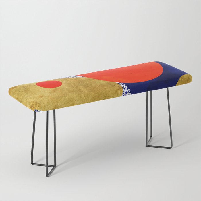 Terrazzo galaxy blue night yellow gold orange Bench Gallery Image 1