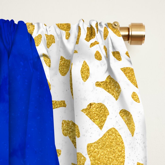Terrazzo galaxy blue night yellow gold orange Window Curtain Gallery Image 2