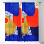 Terrazzo galaxy blue night yellow gold orange Window Curtain Gallery Image 5