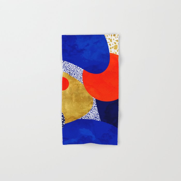 Terrazzo galaxy blue night yellow gold orange Bath Towel Gallery Image 1