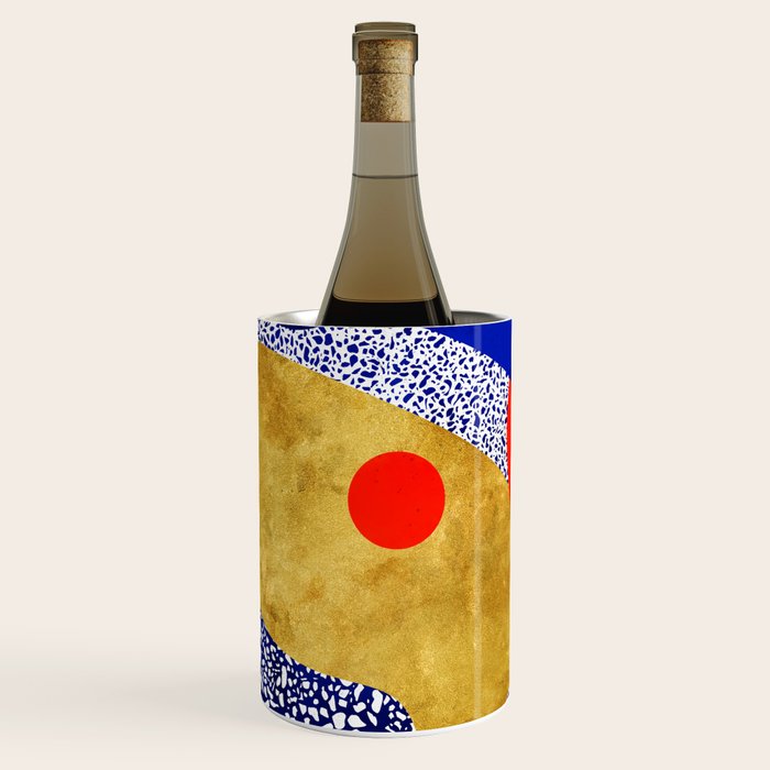 Terrazzo galaxy blue night yellow gold orange Wine Chiller Gallery Image 2
