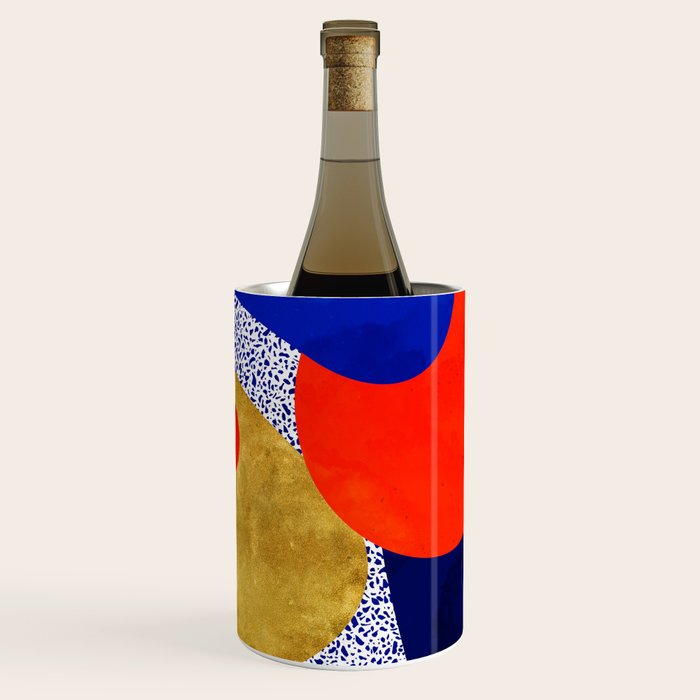 Terrazzo galaxy blue night yellow gold orange Wine Chiller Gallery Image 1