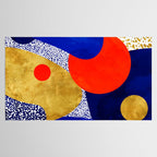 Terrazzo galaxy blue night yellow gold orange Tablecloth Gallery Image 2