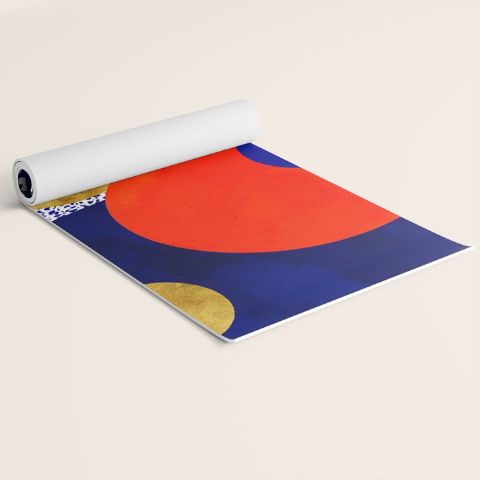 Terrazzo galaxy blue night yellow gold orange Yoga Mat Gallery Image 2