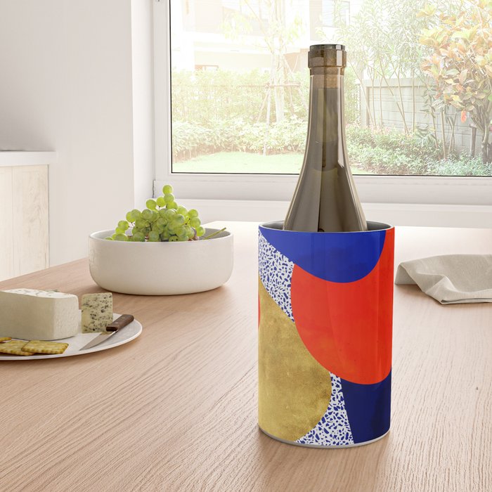 Terrazzo galaxy blue night yellow gold orange Wine Chiller Gallery Image 4