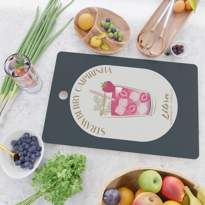 Strawberry Caipirinha Cocktail Zodiac Sign Cutting Board Gallery Image 2