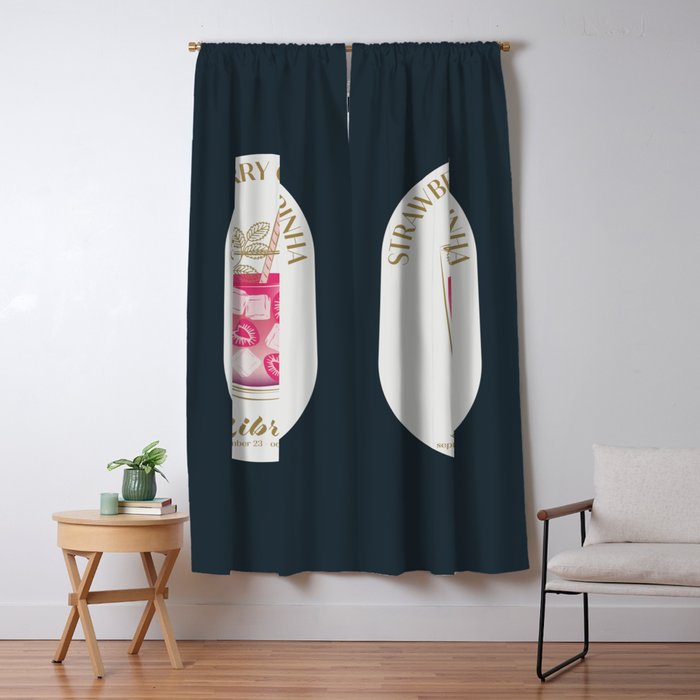Strawberry Caipirinha Cocktail Zodiac Sign Window Curtain Gallery Image 1