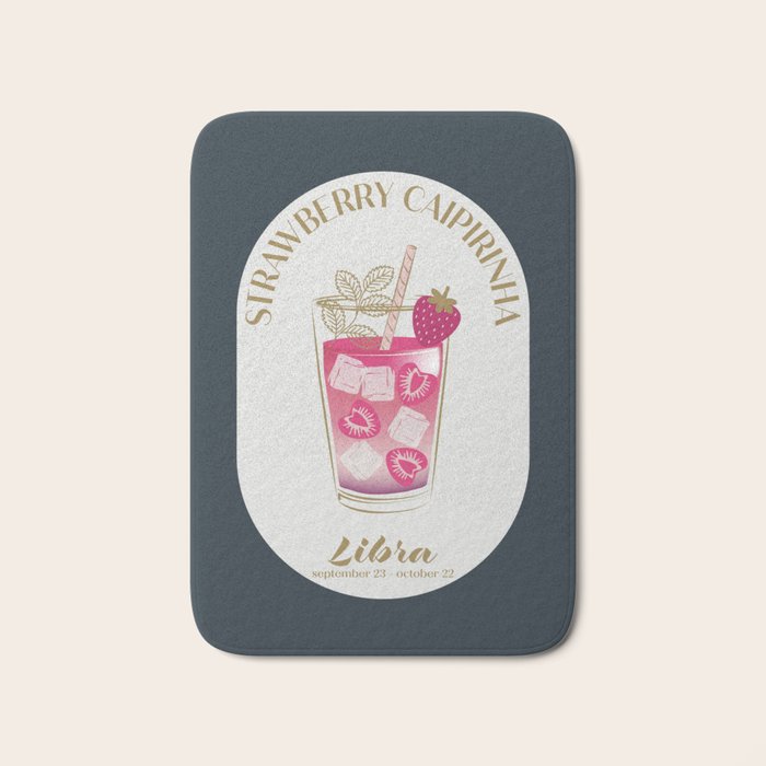 Strawberry Caipirinha Cocktail Zodiac Sign Bath Mat Gallery Image 1