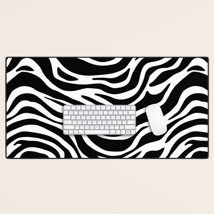 Black and white zebra stripe pattern Desk Mat Gallery Image 1