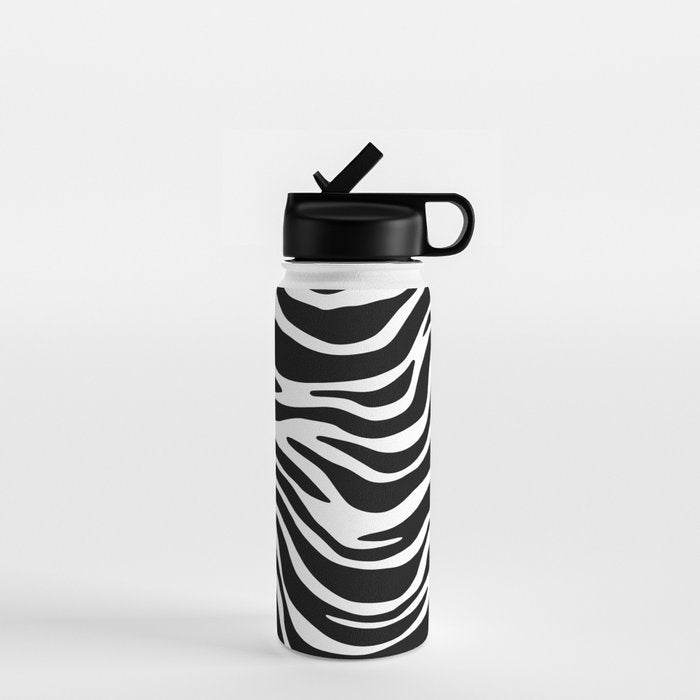 Black and white zebra stripe pattern Water Bottle Gallery Image 1