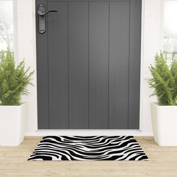 Black and white zebra stripe pattern Welcome Mat Gallery Image 3