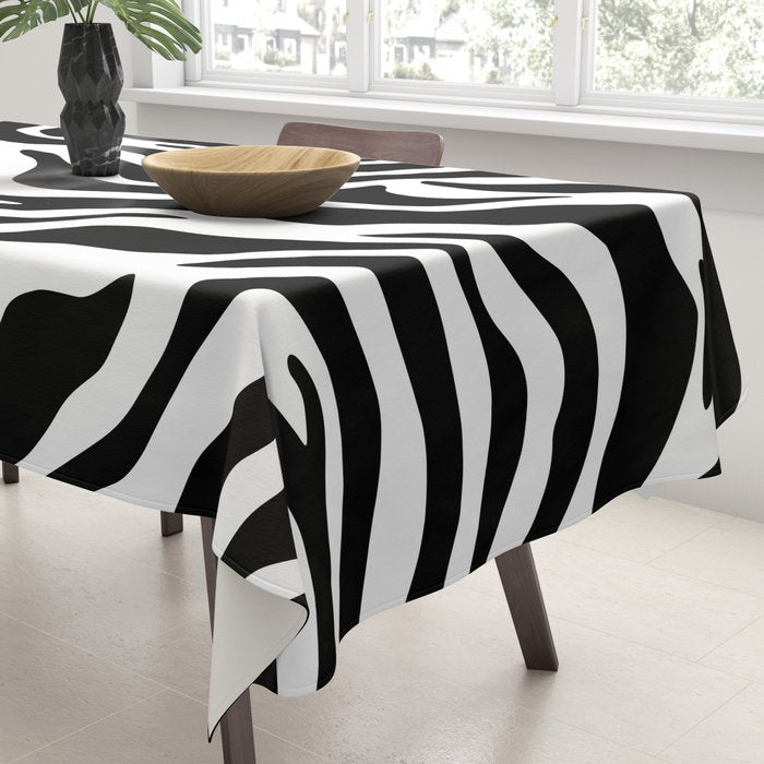 Black and white zebra stripe pattern Tablecloth Gallery Image 3