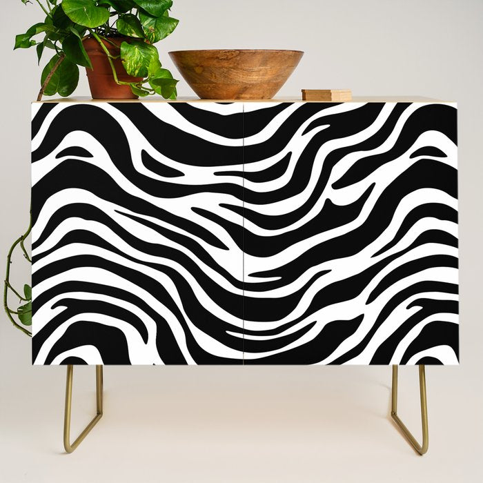 Black and white zebra stripe pattern Credenza Gallery Image 1