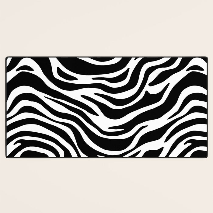 Black and white zebra stripe pattern Desk Mat Gallery Image 3