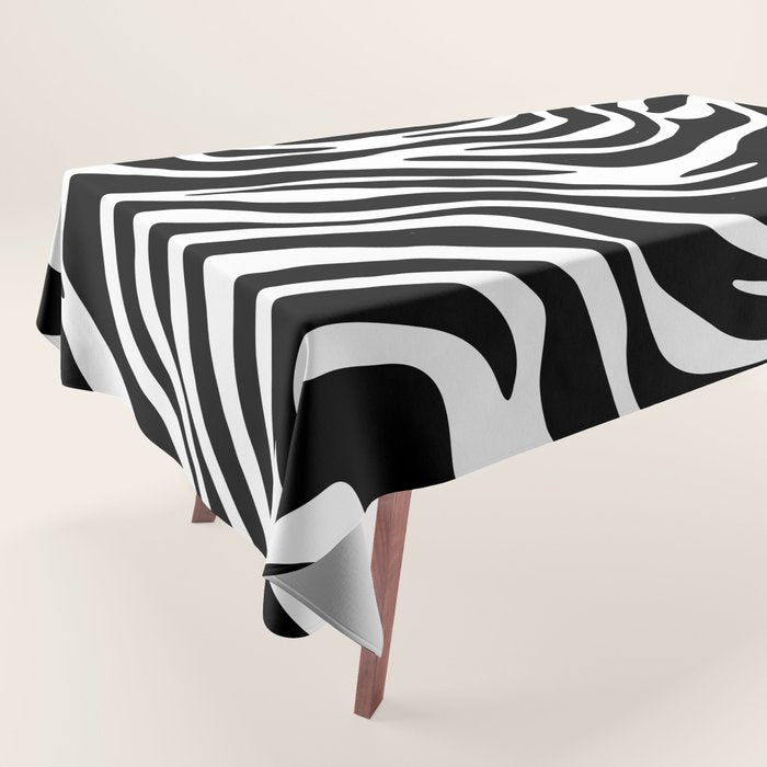 Black and white zebra stripe pattern Tablecloth Gallery Image 1