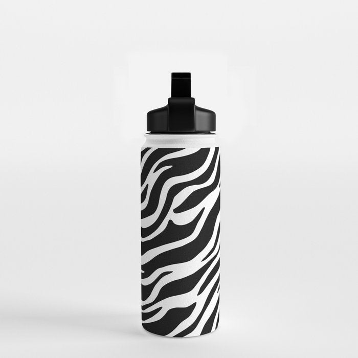Black and white zebra stripe pattern Water Bottle Gallery Image 2