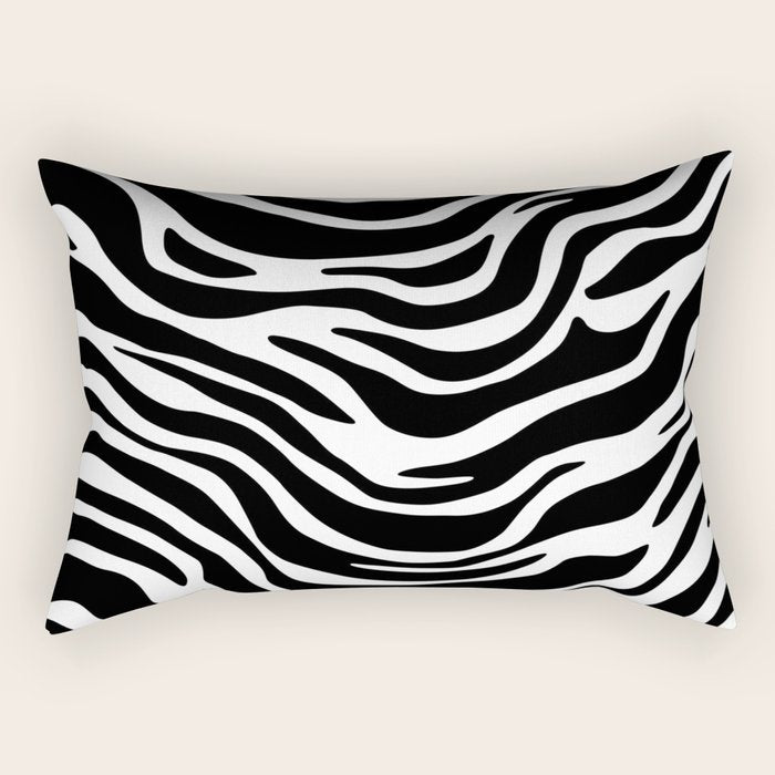 Black and white zebra stripe pattern Rectangular Pillow Gallery Image 1