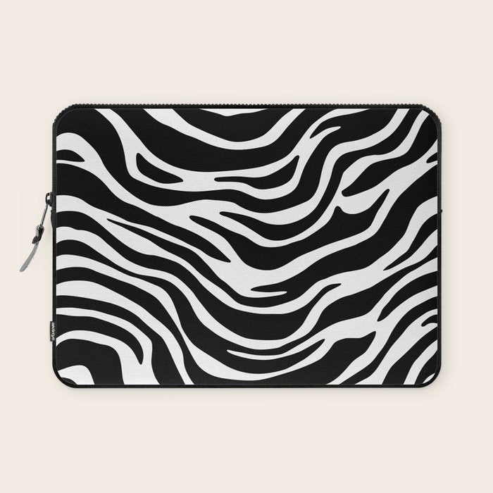 Black and white zebra stripe pattern Laptop Sleeve Gallery Image 1